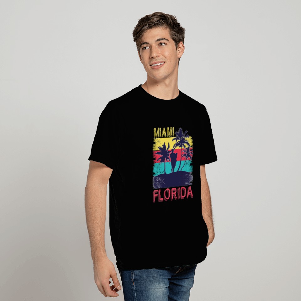Surf Life Retro Summer Surfing South Beach Tropical Miami Florida T-Shirts