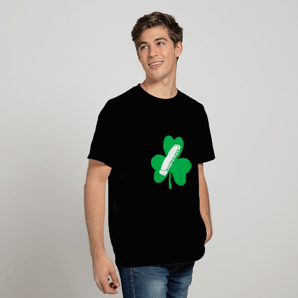 Funny Harmonica Music Lover Irish Shamrock Harmonica St. Patricks Day T-Shirts