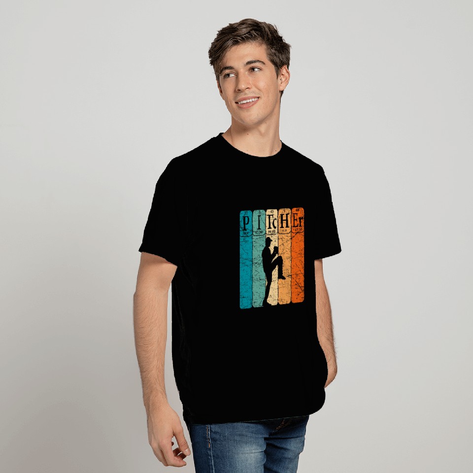 Sport Baseball Periodic Table Elements Nerd Baseball Pitcher Retro T-Shirts