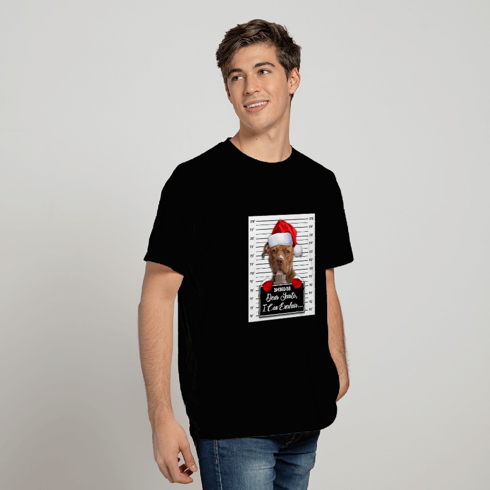 Pitbull Pet Bully Dear Santa I Can Explain Funny Christmas Pitbull Terrier T-Shirts