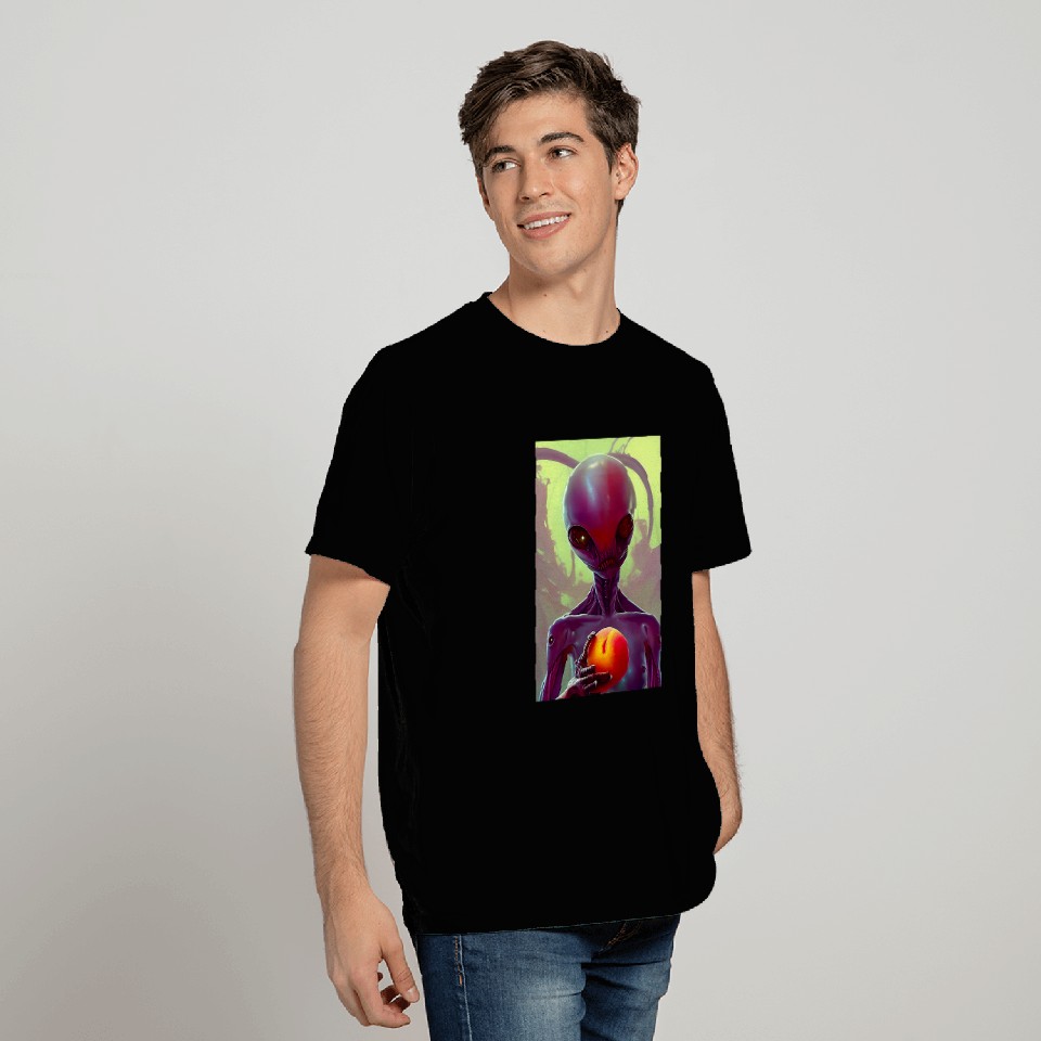 Aliens UFO Loves Peach T-Shirts