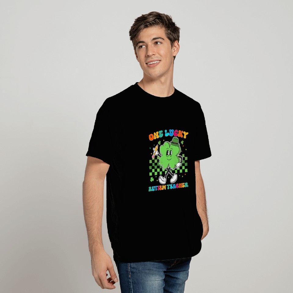 Autism Puzzle One Lucky Autism Teacher St Patrick Day School T-Shirts