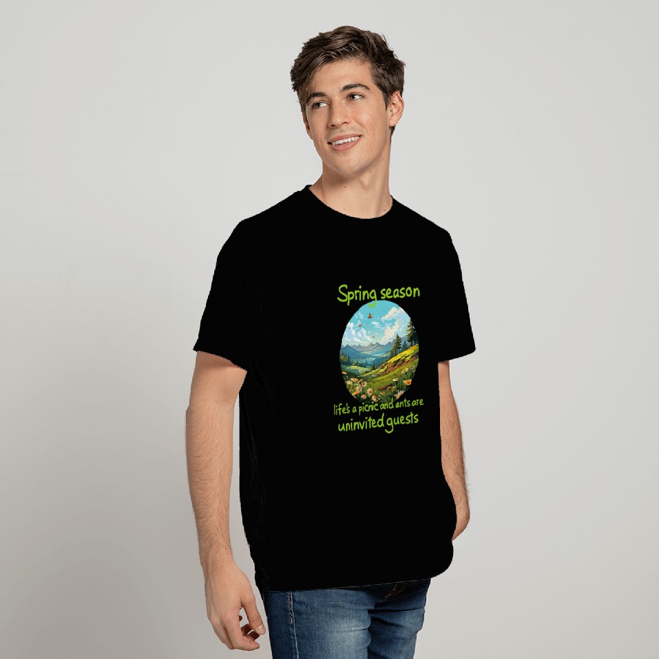 Funny Springtime picnic with ants and cool flower meadow T-Shirts