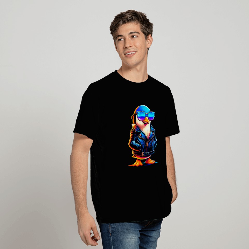 Penguin Pet with Sunglasses and Leather Jacket T-Shirts