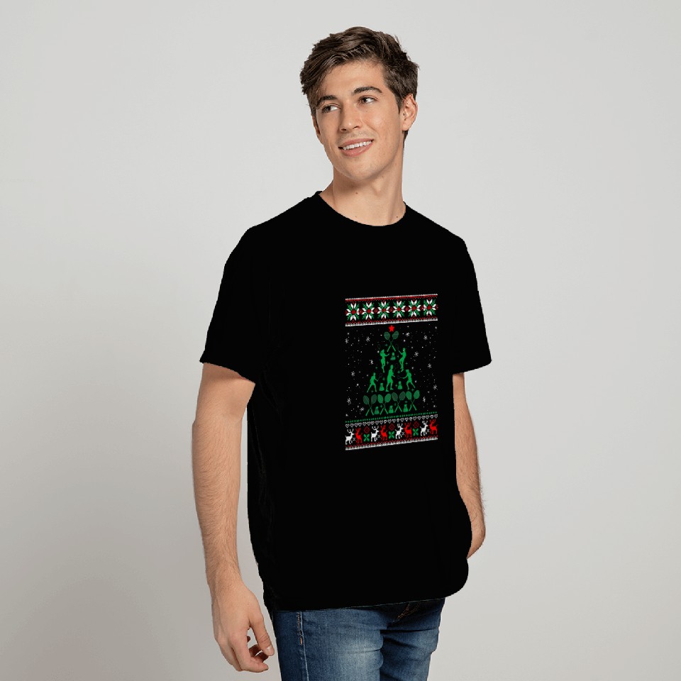Badminton Christmas Tree Love Team Player Coachs Ugly Sweater T-Shirts