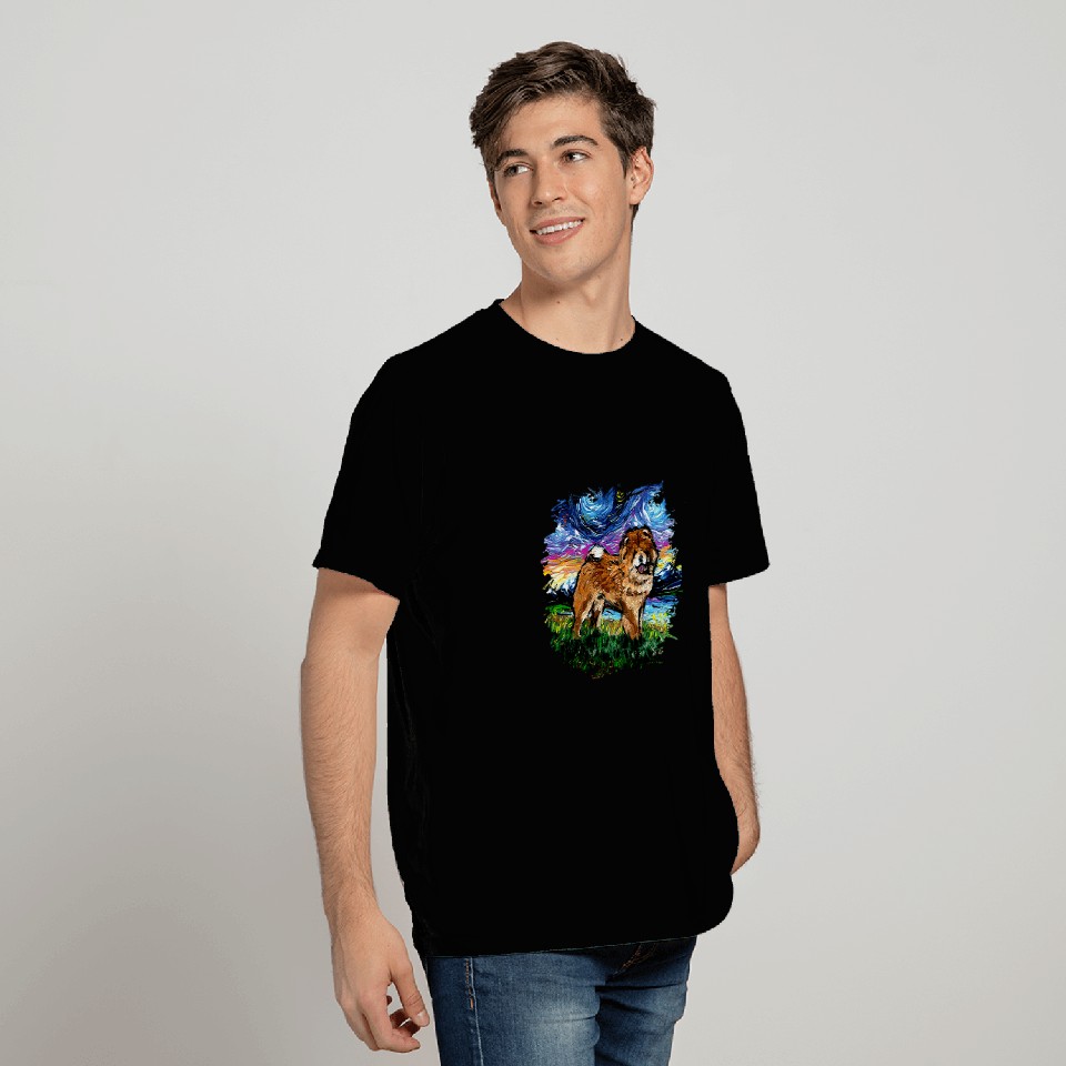 Chow Chowchow Starry Night Dog Pet Art by Aja T-Shirts
