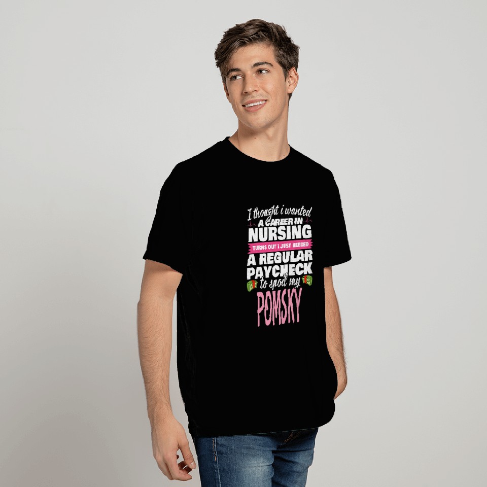 Pomsky nurses Dog Love T-Shirts