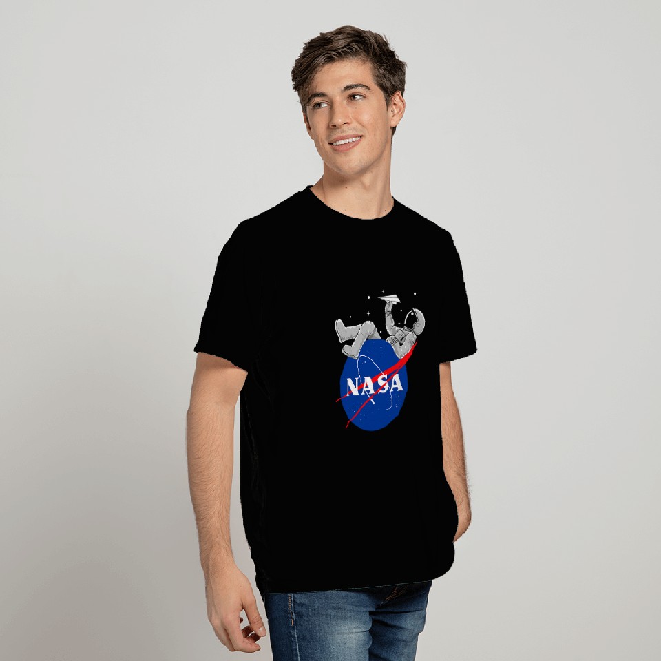 NASA Astronaut play with paper plane Logo T-Shirts