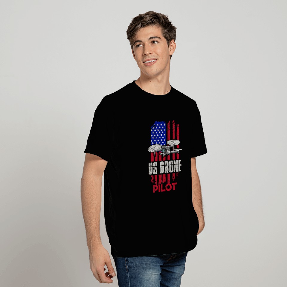 Quadcopter Flying Design for a Patriotic Drone Pilot T-Shirts