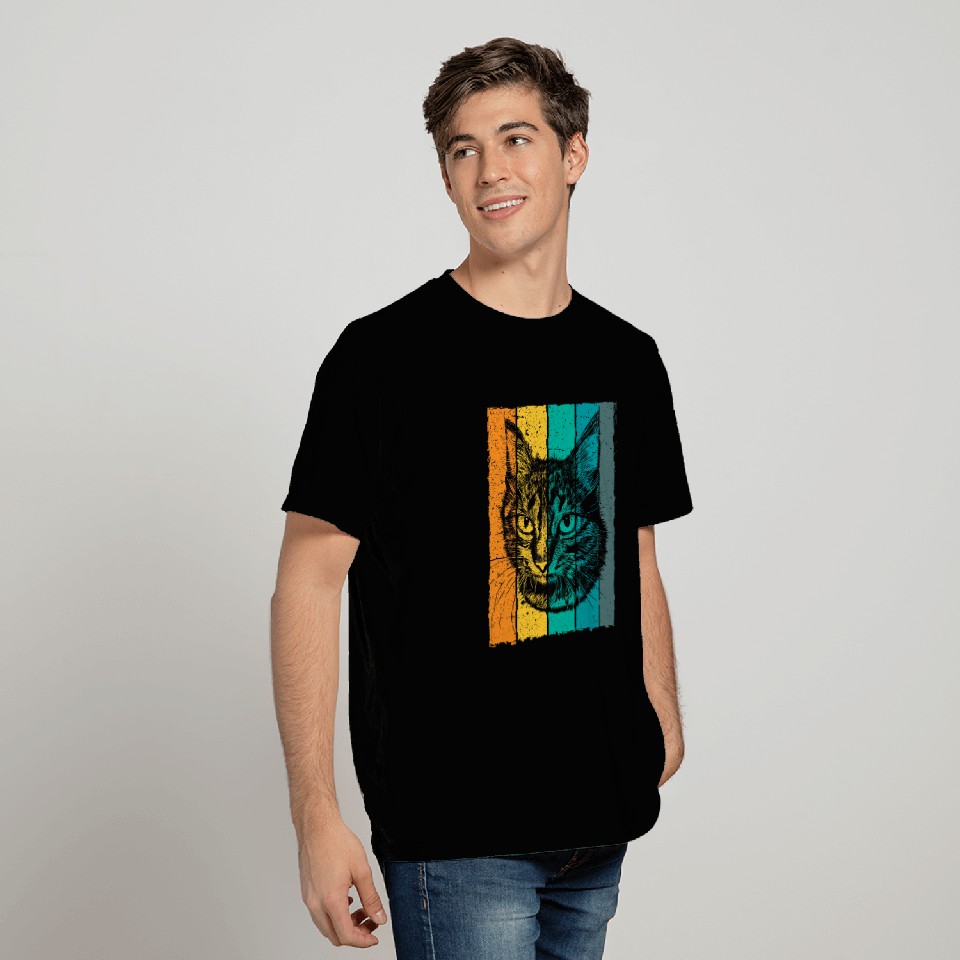 Cat face drawing retro T-Shirts