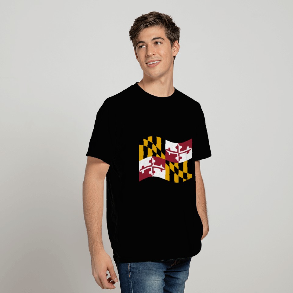 Waving Maryland Flag T Shirts