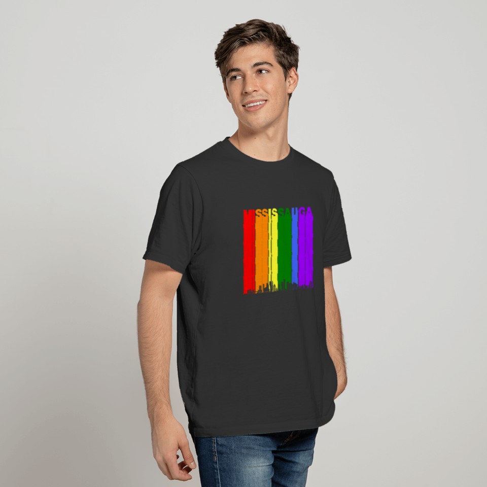 Mississauga Ontario Skyline Rainbow Gay Pride T-shirt