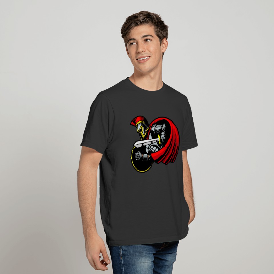 red_gladiator_with_sword_and_shield T-shirt