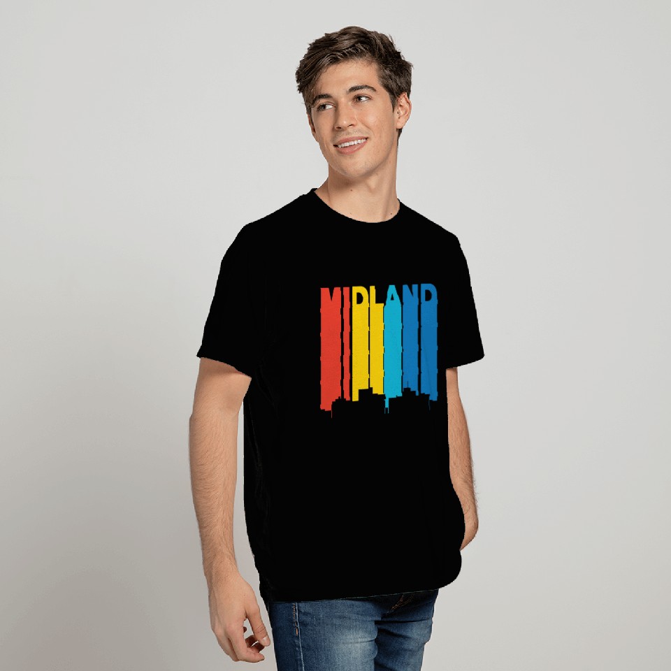 Retro 1970's Style Midland Texas Skyline T Shirts