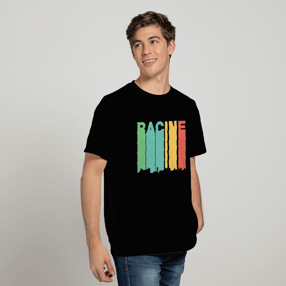 Retro 1970's Style Racine Wisconsin Skyline T Shirts