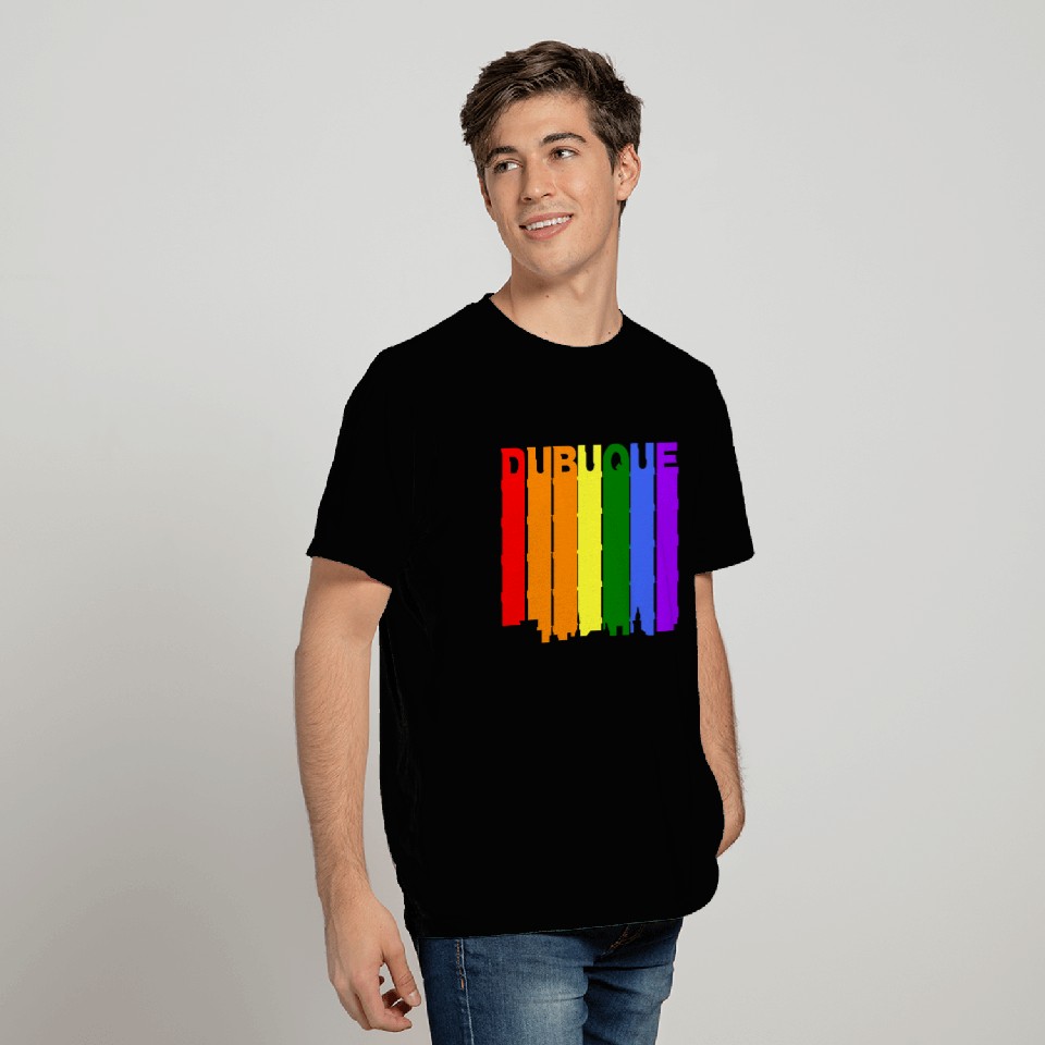 Dubuque Iowa Gay Pride Rainbow Skyline T Shirts