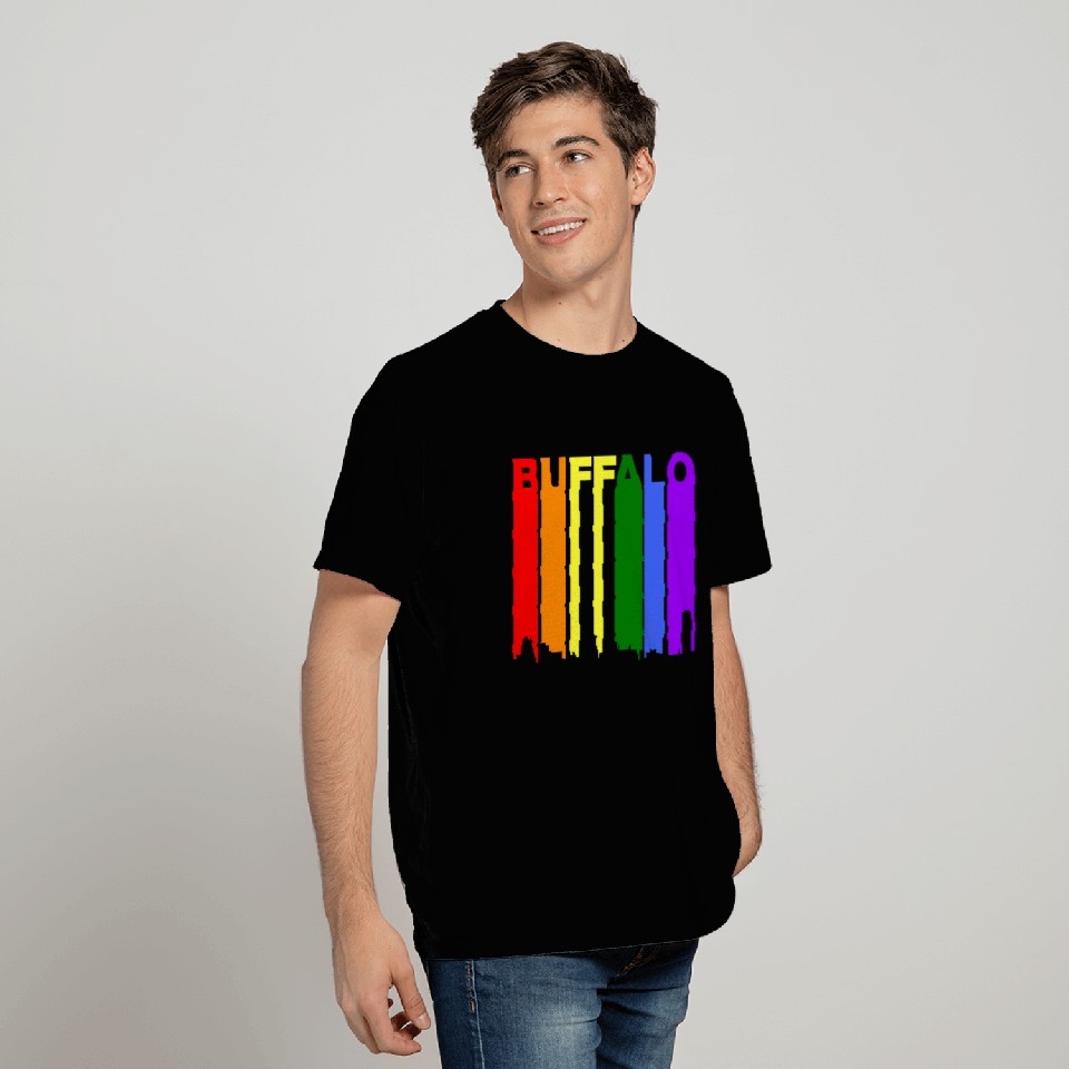 Buffalo New York Gay Pride Rainbow Skyline T Shirts