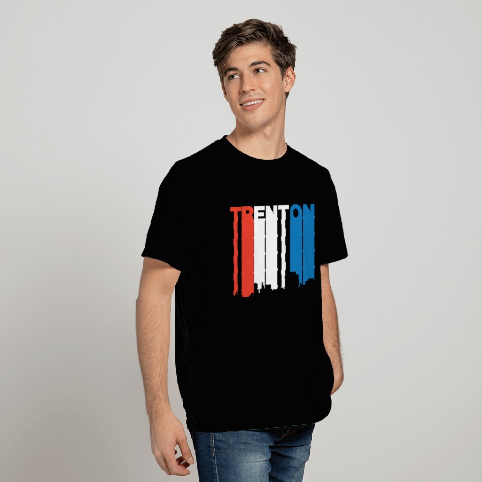 Red White And Blue Trenton New Jersey Skyline T Shirts