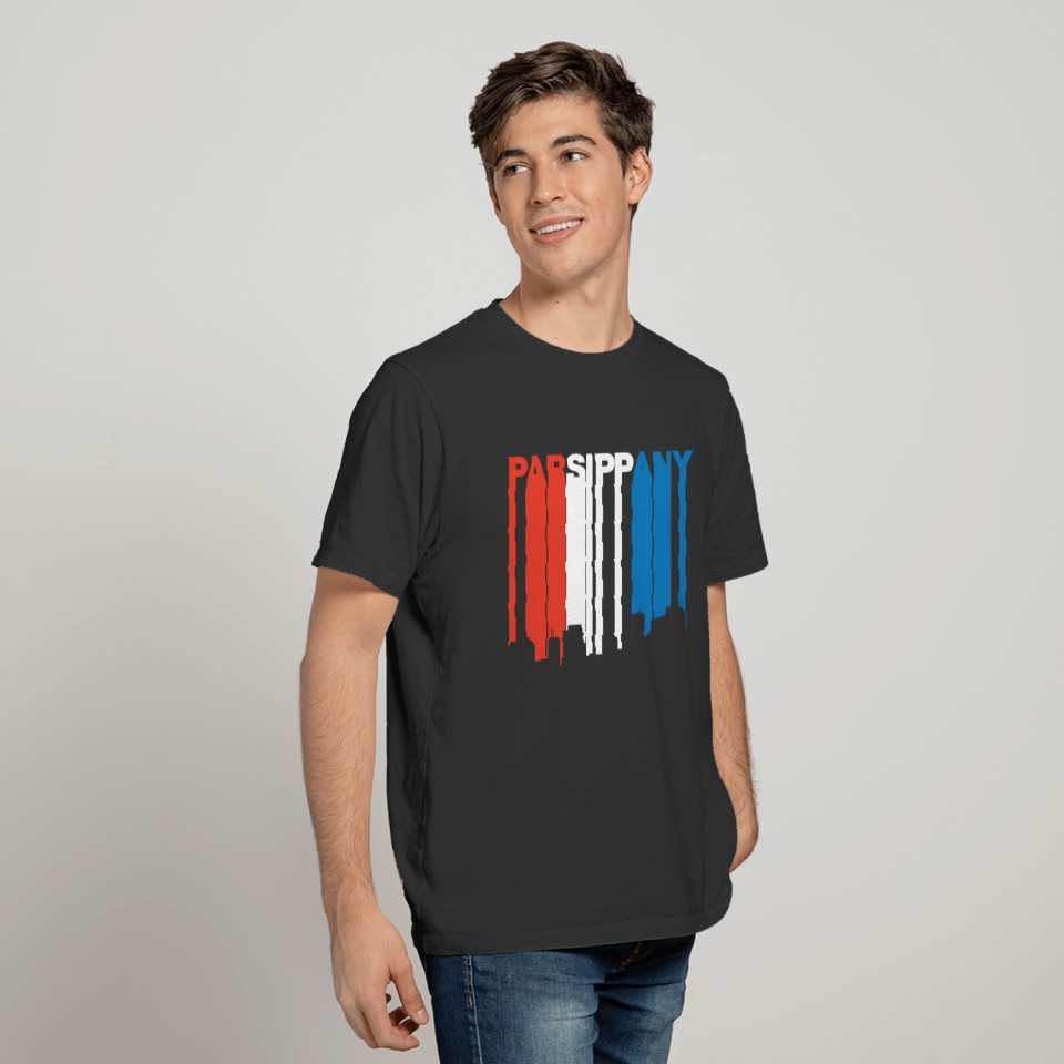 Red White And Blue Parsippany New Jersey Skyline T-shirt
