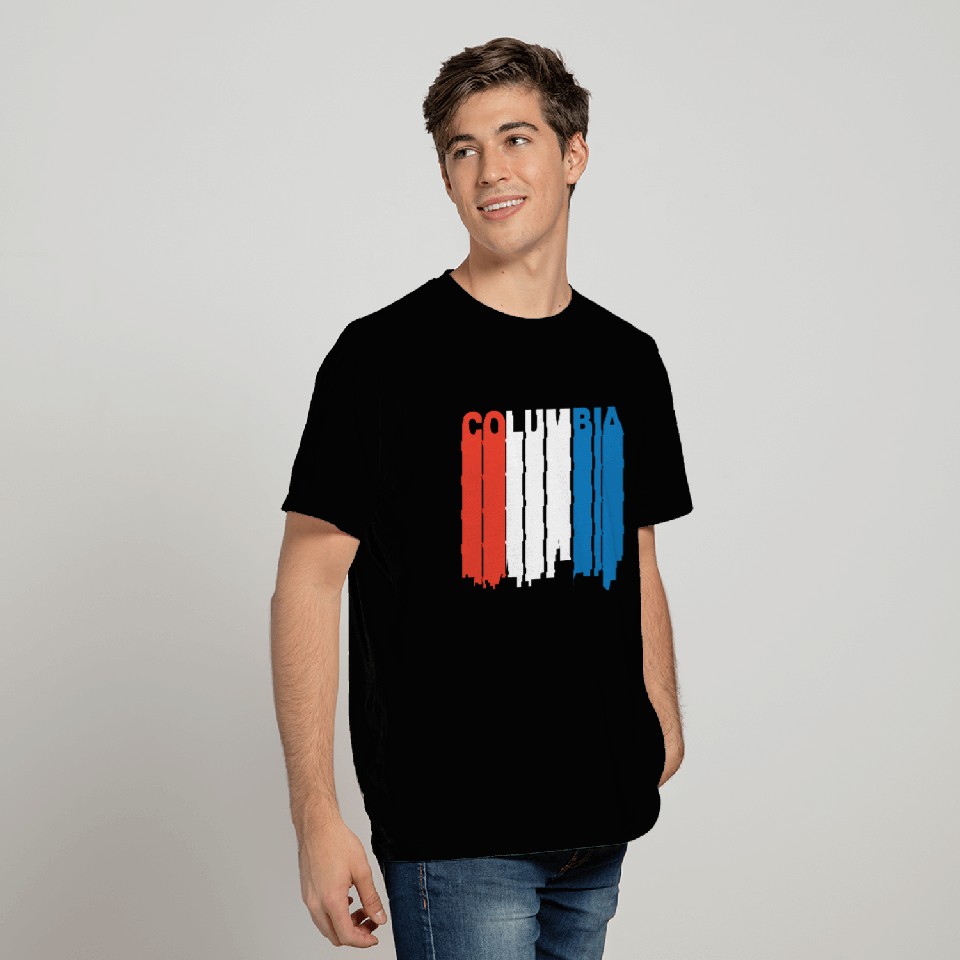 Red White And Blue Columbia Missouri Skyline T Shirts