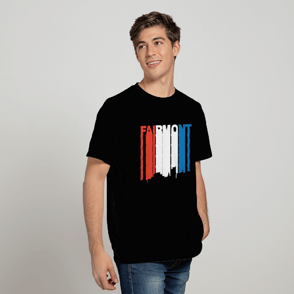 Red White And Blue Fairmont West Virginia Skyline T Shirts