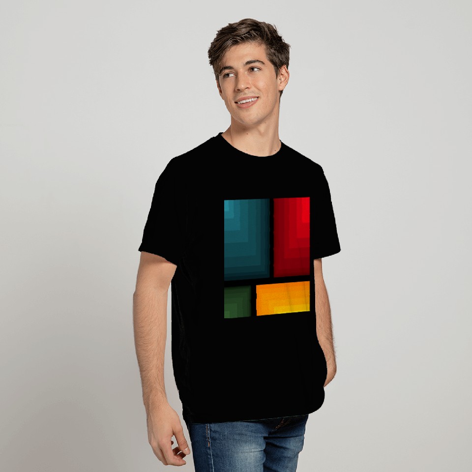 Blue Red Yellow Green Abstract T Shirts