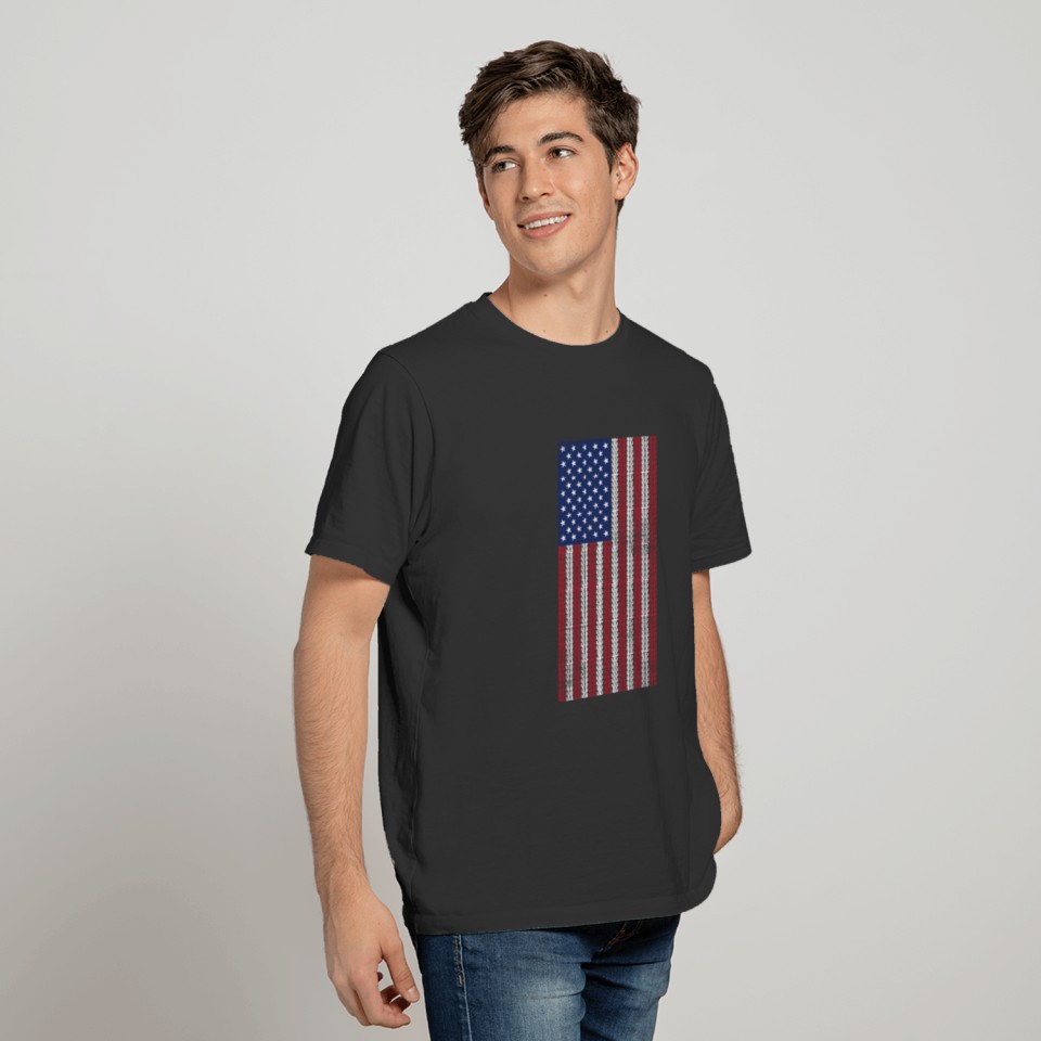 Vintage US Flag Made of Mountainbike Tracks ➢ MTB T-shirt