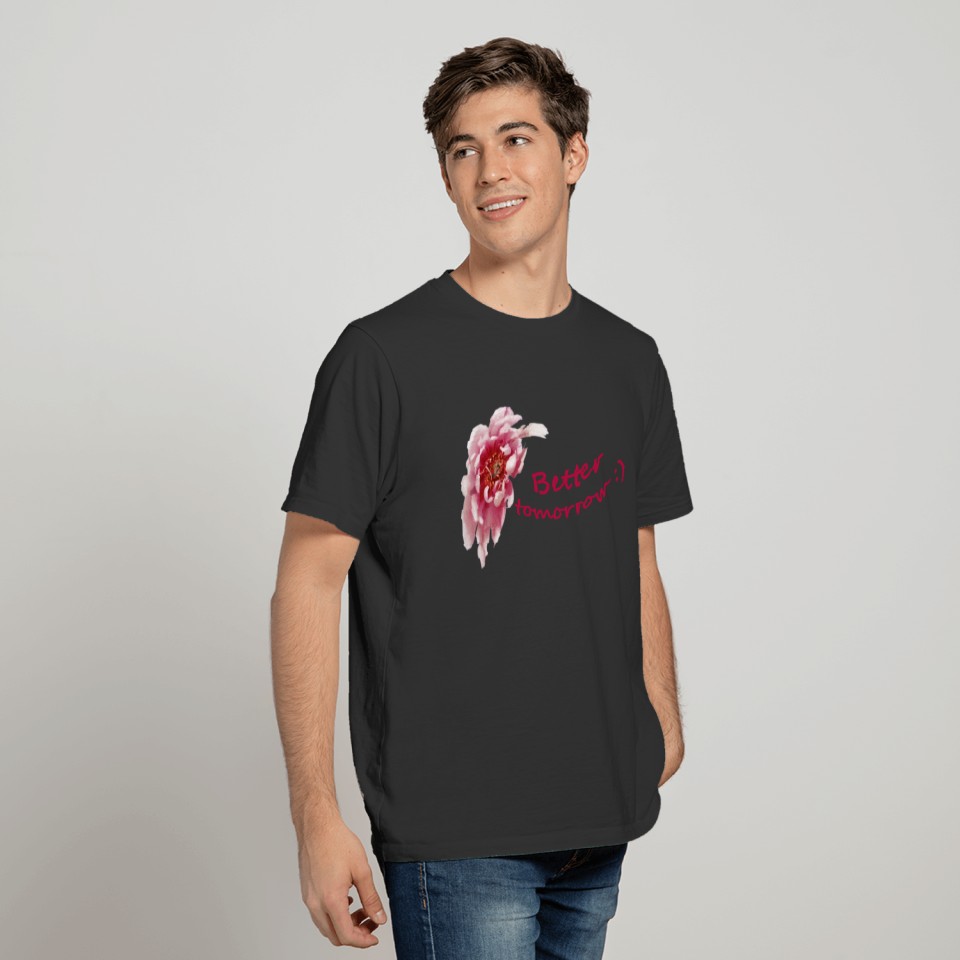 Pink Peony Flower With text T-shirt