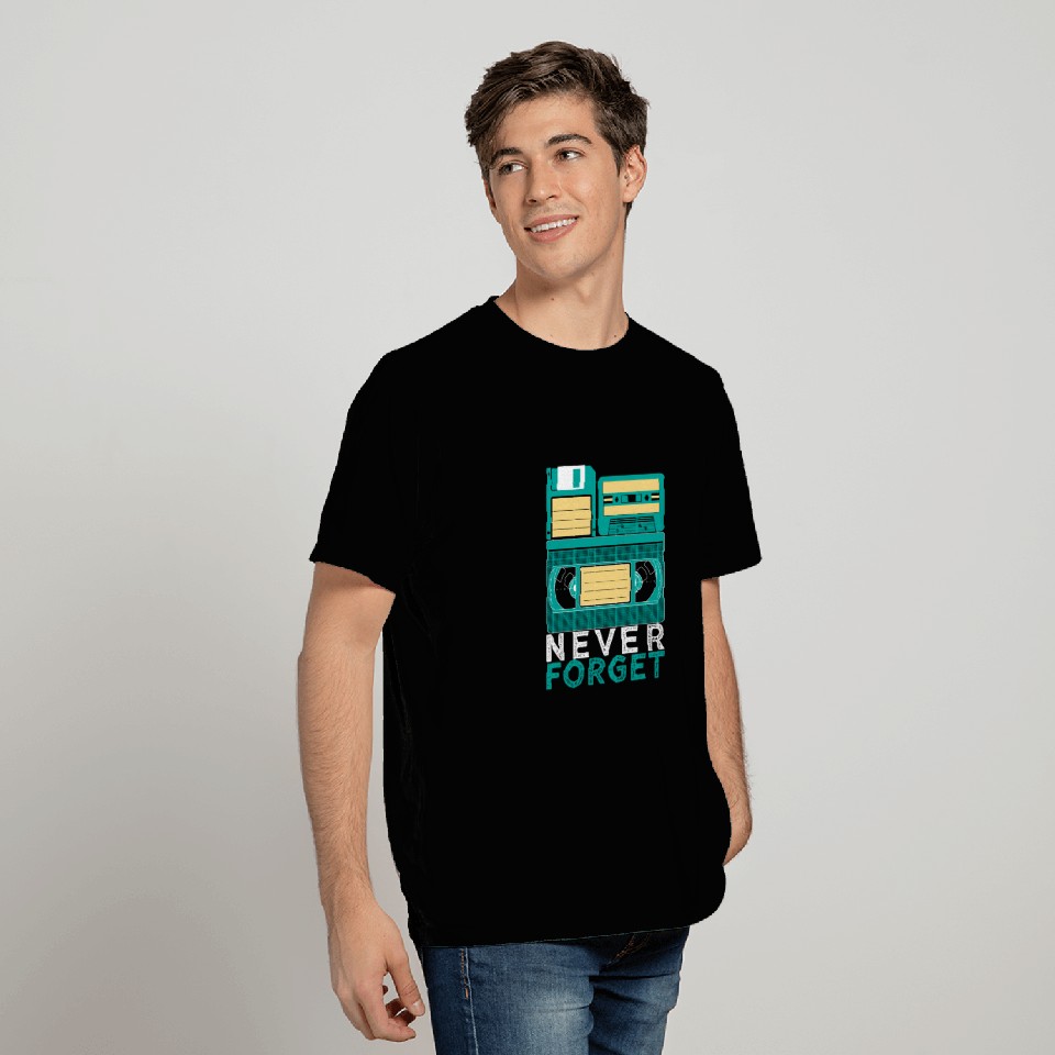 Never Forget VHS Tape Cassette Disk Storage Retro T Shirts