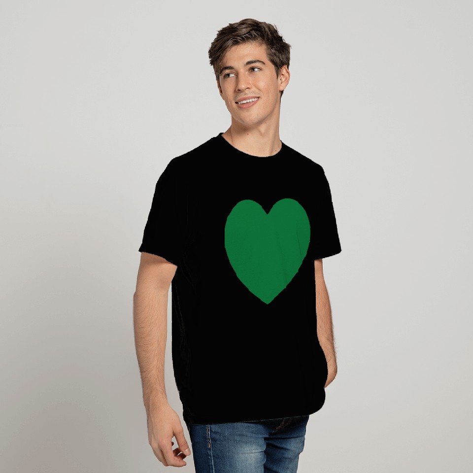 Dark Green Heart T Shirts