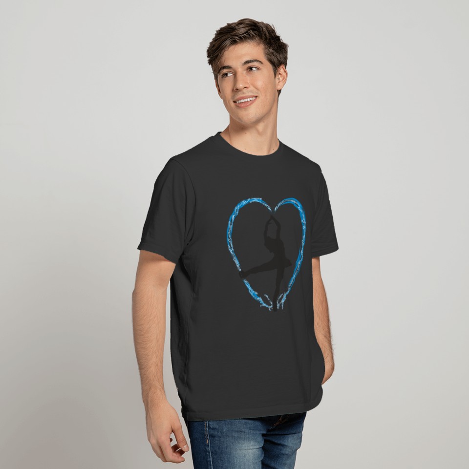 Ice blue heart and a girl ice dance figure skating T Shirts