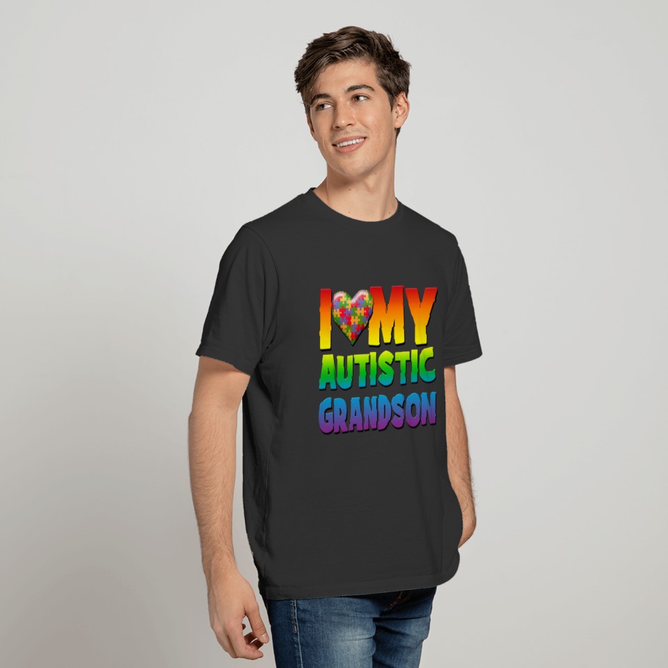 Autism Awareness I Love My Autistic Grandson T-shirt