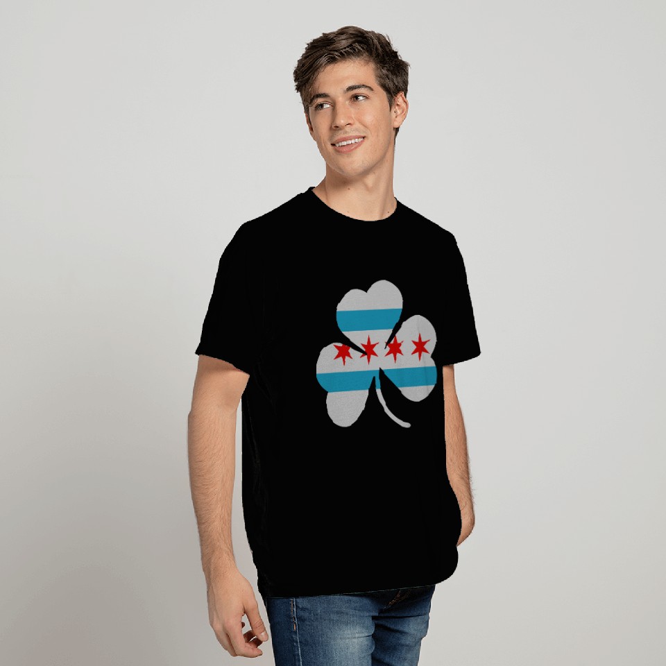Irish Chicago Flag Shamrock T Shirts