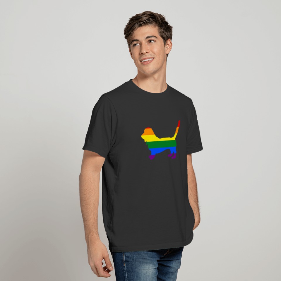 Gay Pride Dog Basset Hound Rainbow Gay Pride Flag T-shirt