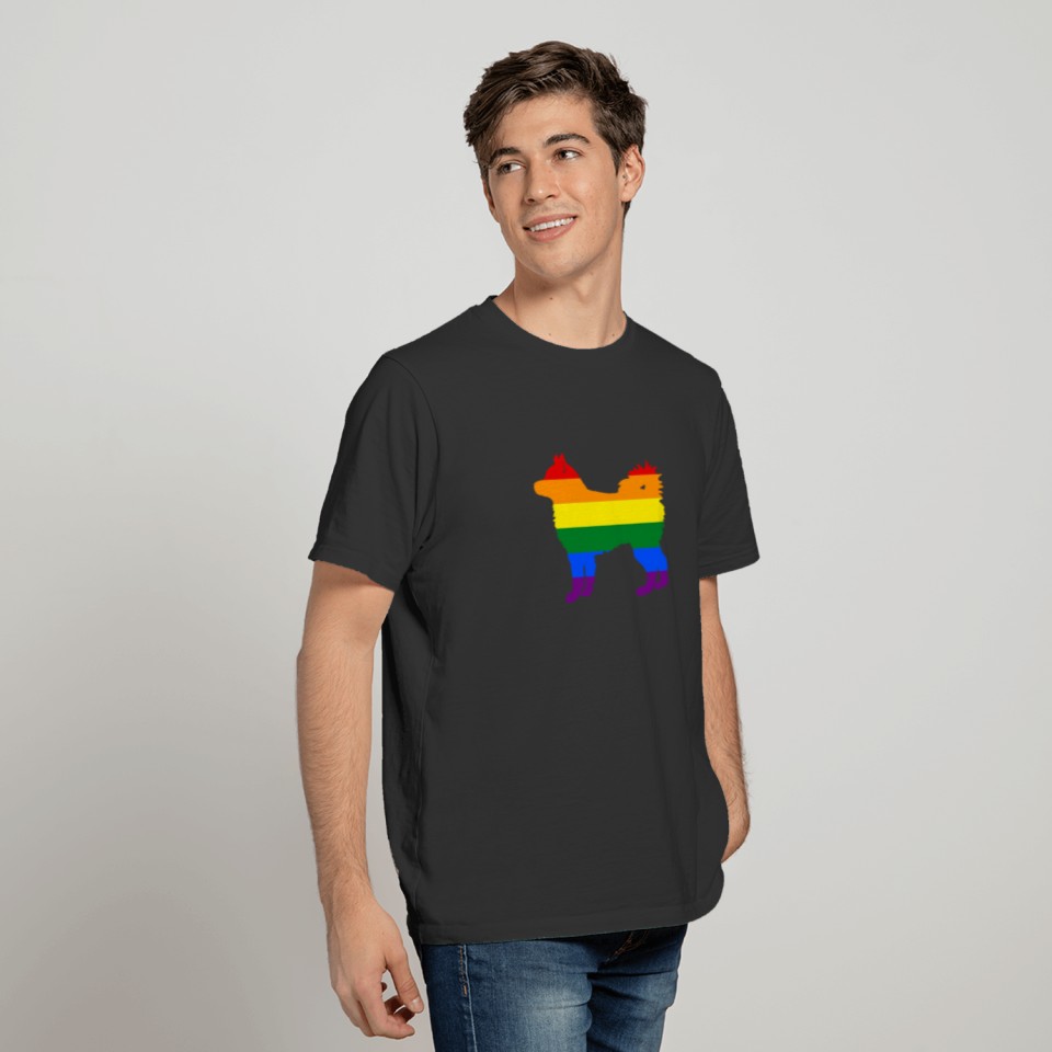 Gay Pride Dog Proud Mom Rainbow Flag Siberian Husky T-shirt