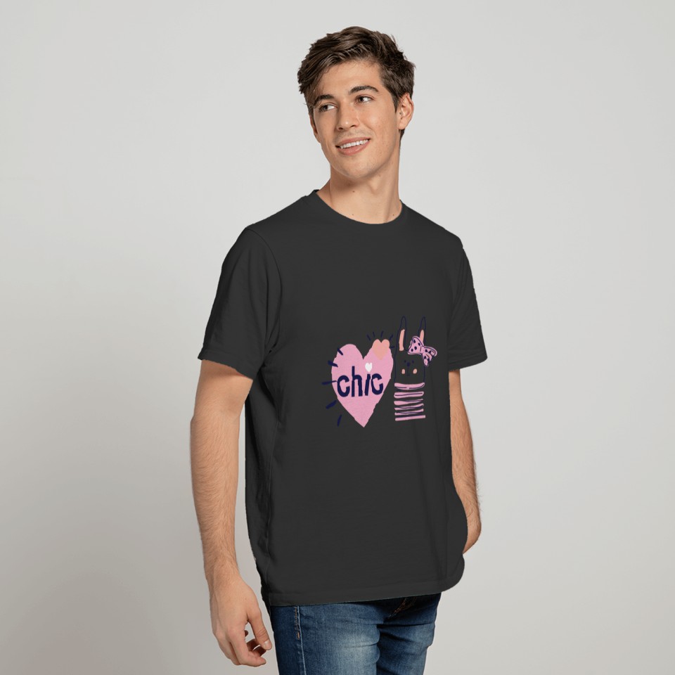T-shirt dog pink with loop and heart T-shirt