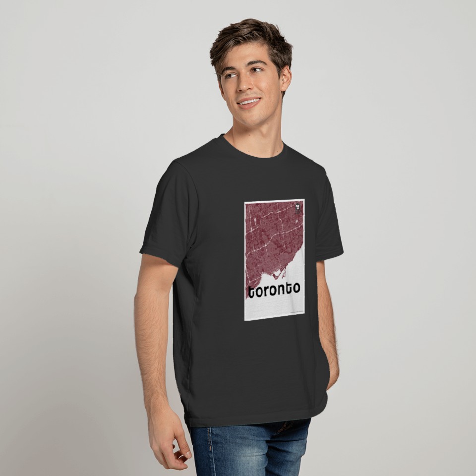 Toronto hipster city map red T-shirt