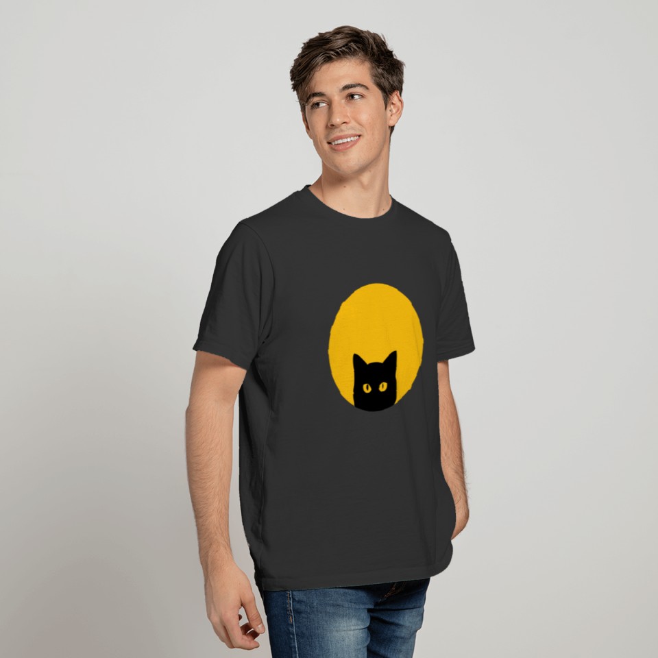 Solar Eclipse Black Cat Yellow Eye Full Moon shirt T-shirt