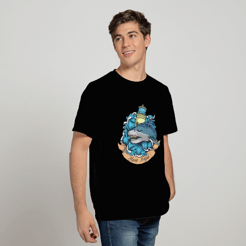Shark Attack Lighthouse T Shirts