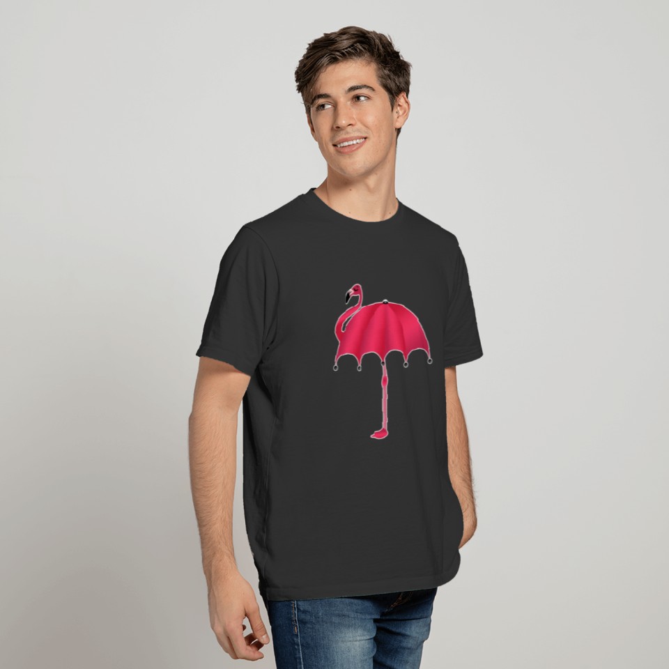 flamingo umbrella red cool gift idea T-shirt