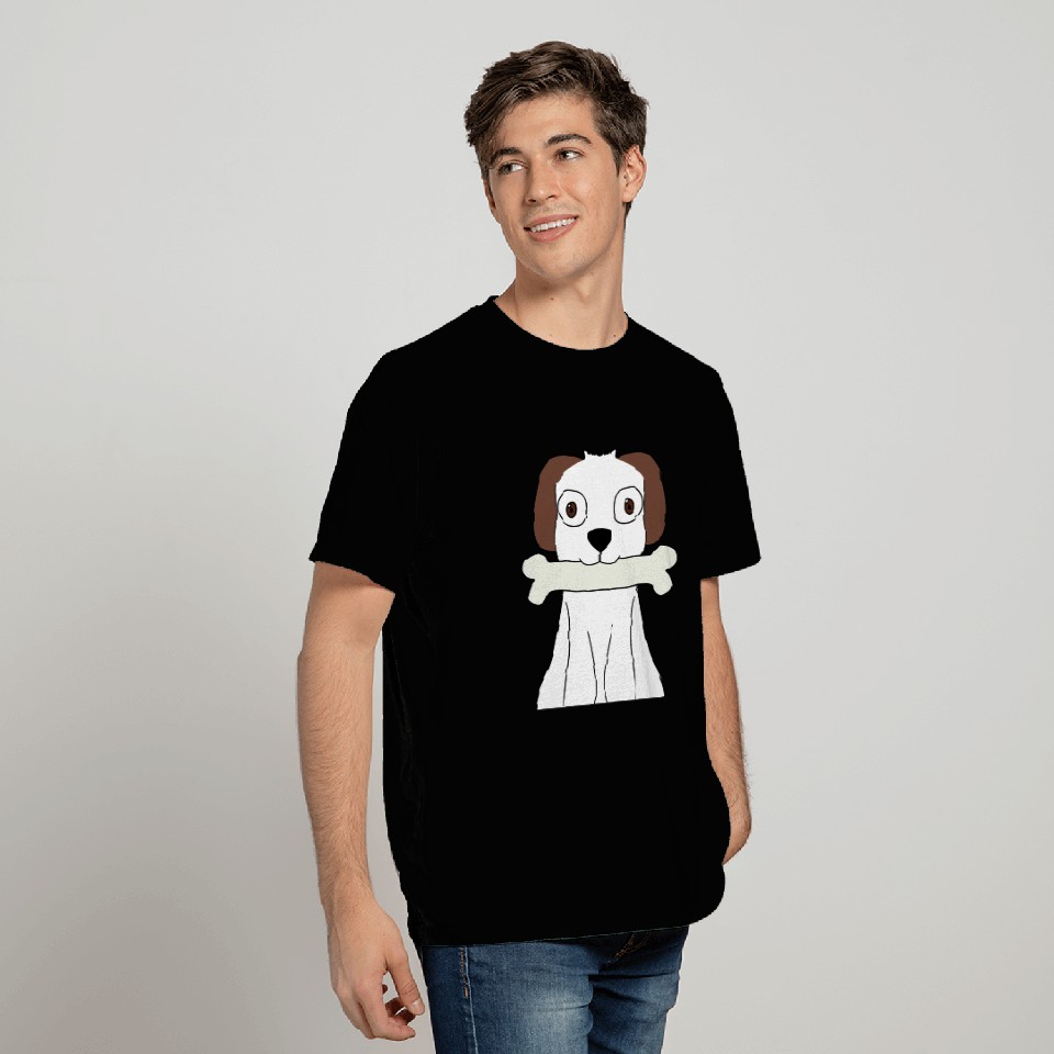 white dog with brown ears T Shirts