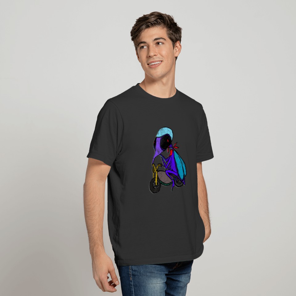 Fly On Motorcycle Funny Animal T-shirt