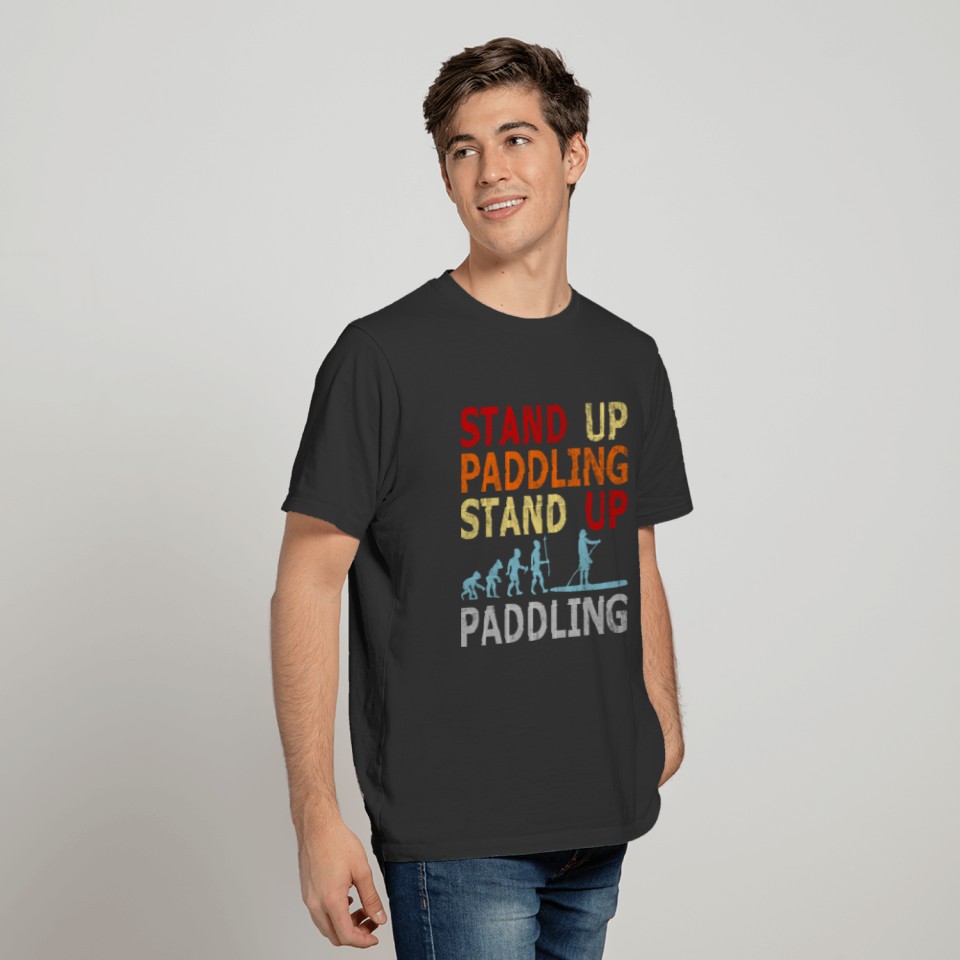 Retro Vintage Evolution Stand Up Paddling Paddle T Shirts