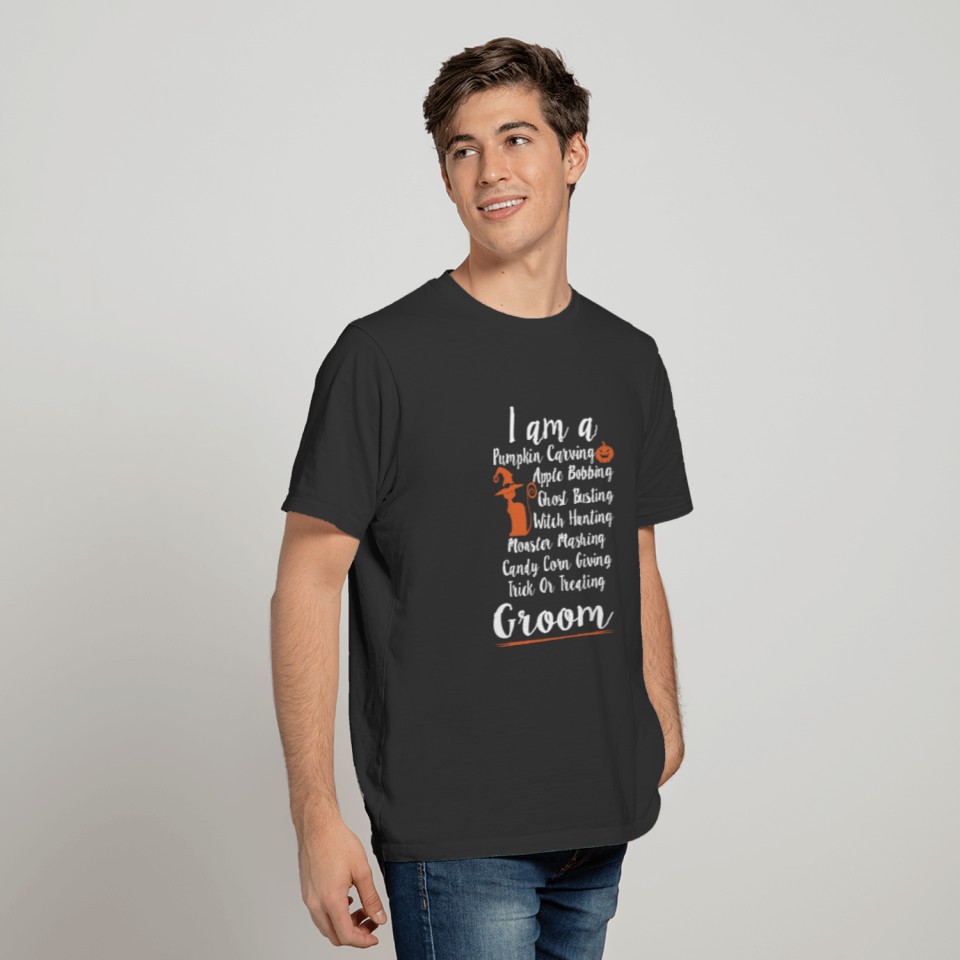Pumpkin Carving Ghost Busting Trick Treating Groom T Shirts