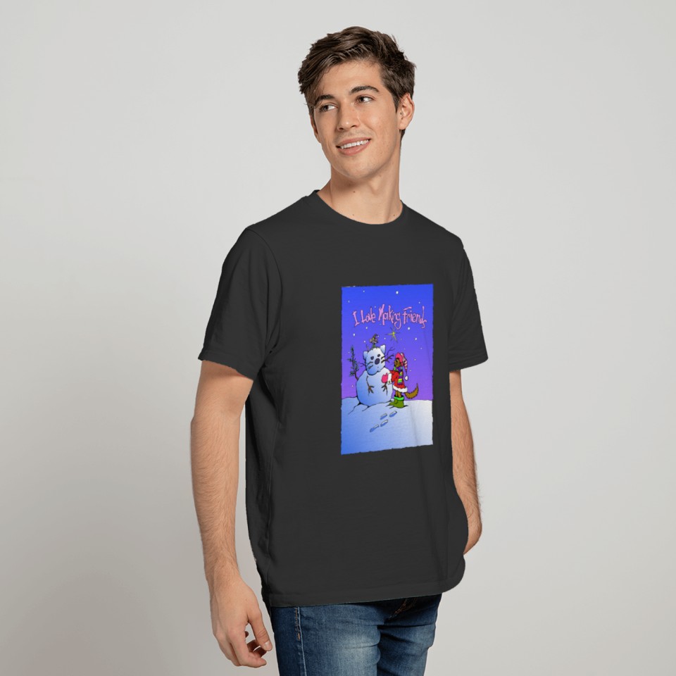 Snowman and Cat friends T Shirts