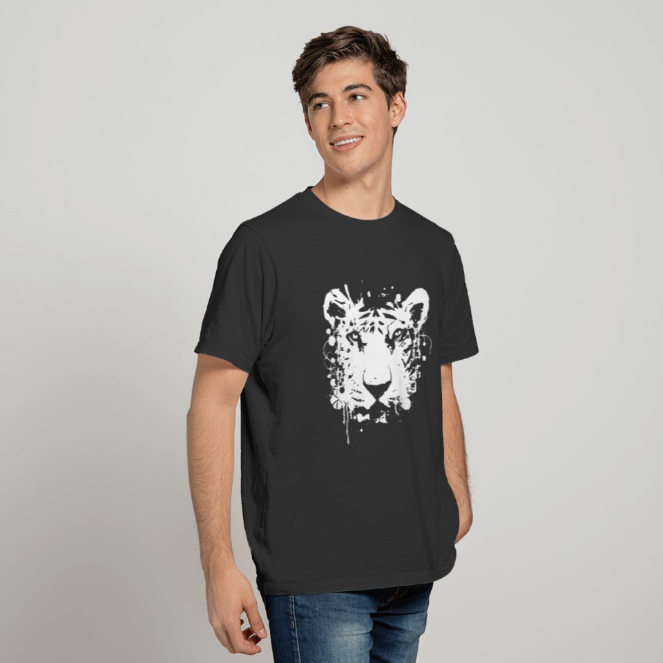 white graffiti tiger head T-shirt