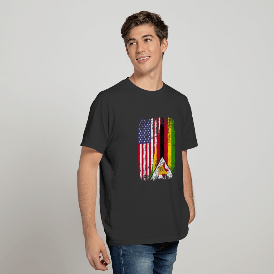ZIMBABWEAN ROOTS | American Flag | ZIMBABWE T-shirt
