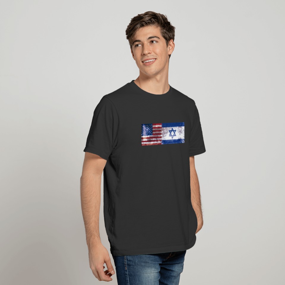 Half America Half Israel Flag T-shirt
