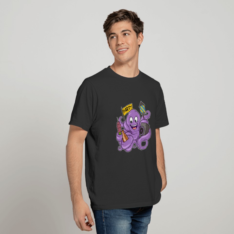 Funny Party Monster Sea Octopus Celebration Gift T-shirt