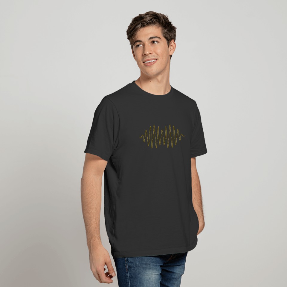 Music frequency line in gold T-shirt